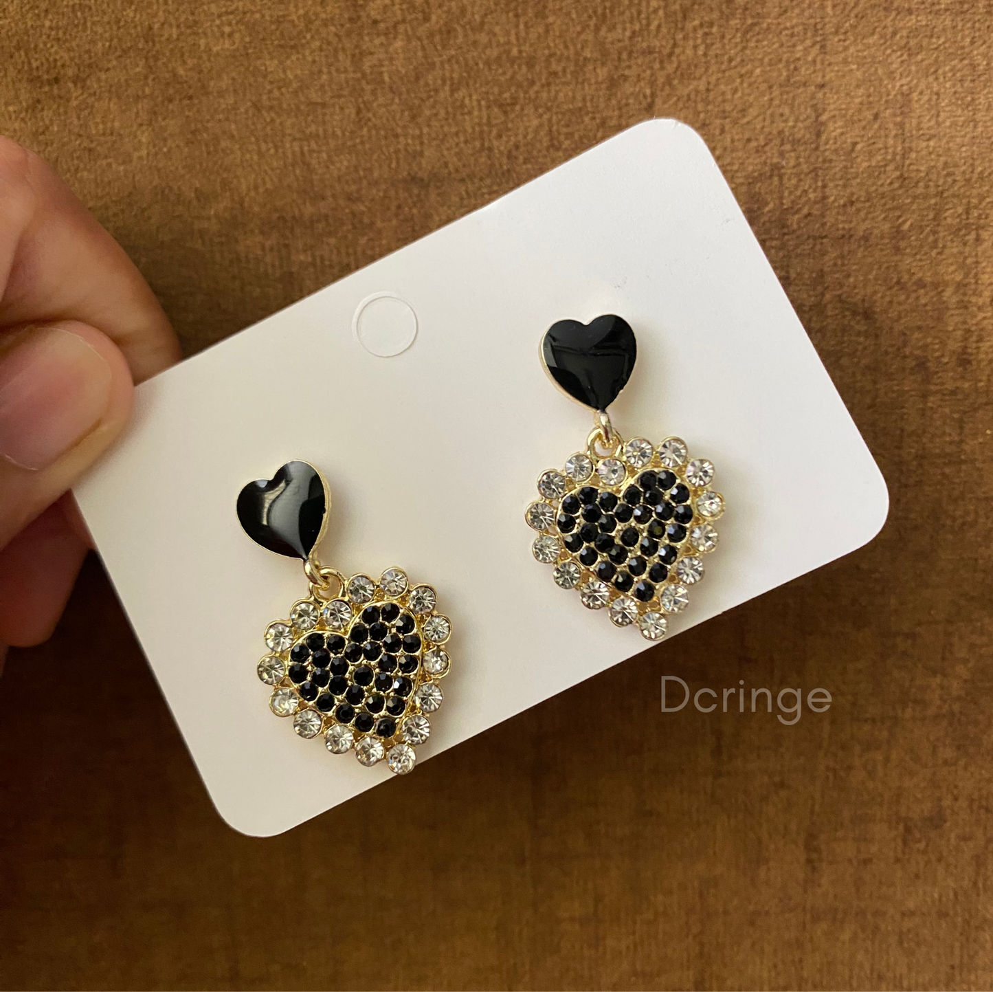 Black Heart Crystal Earrings