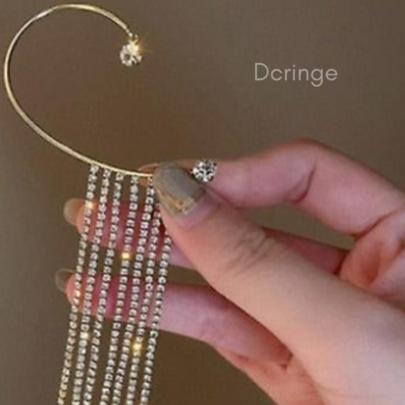 Long Ear Cuff Earrings-Gold