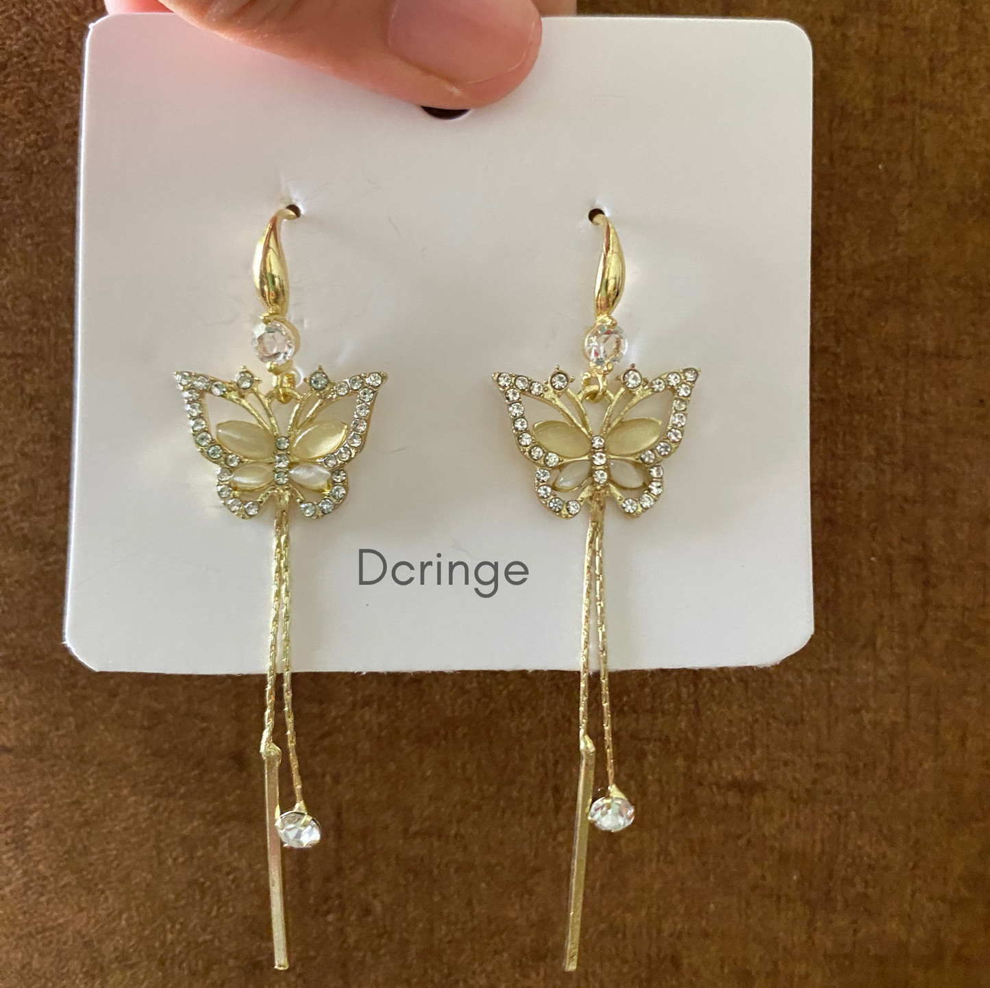 Diamond Butterfly Long Chain Earring