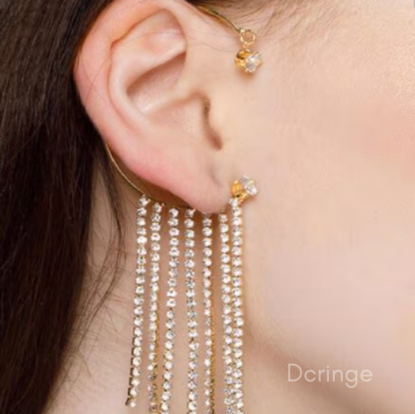 Long Ear Cuff Earrings-Gold