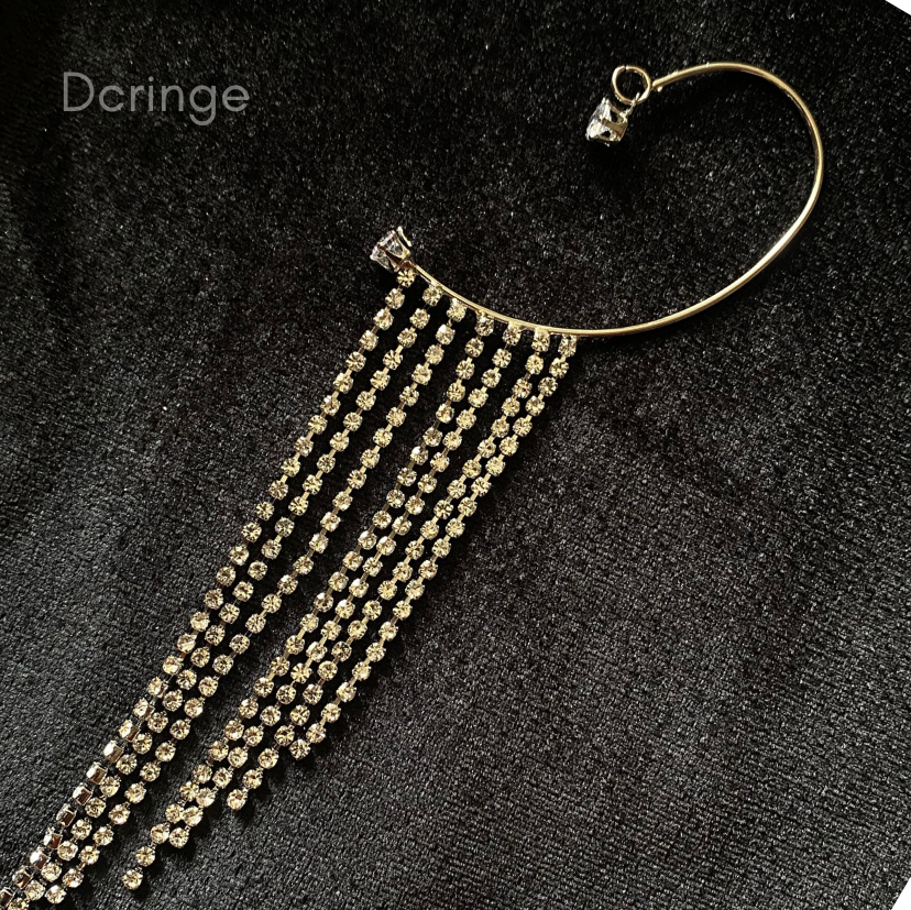 Long Ear Cuff Earrings-Gold