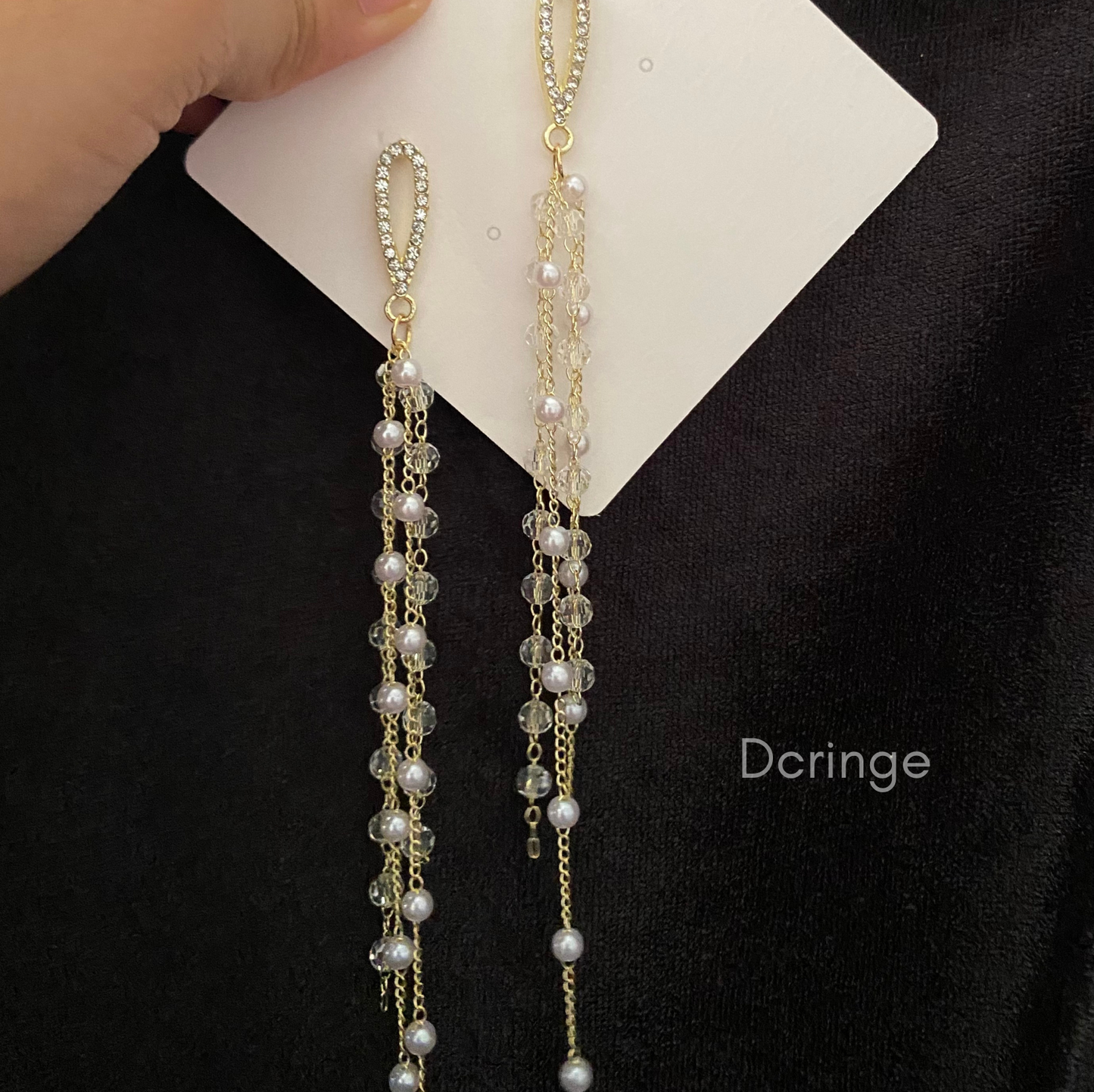 Tear Drop Pearl Long Earrings