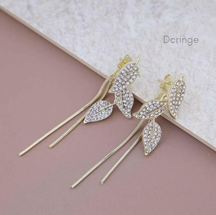 Golden Leaves Long Chain Earring