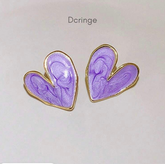 Cute Purple Heart Earrings