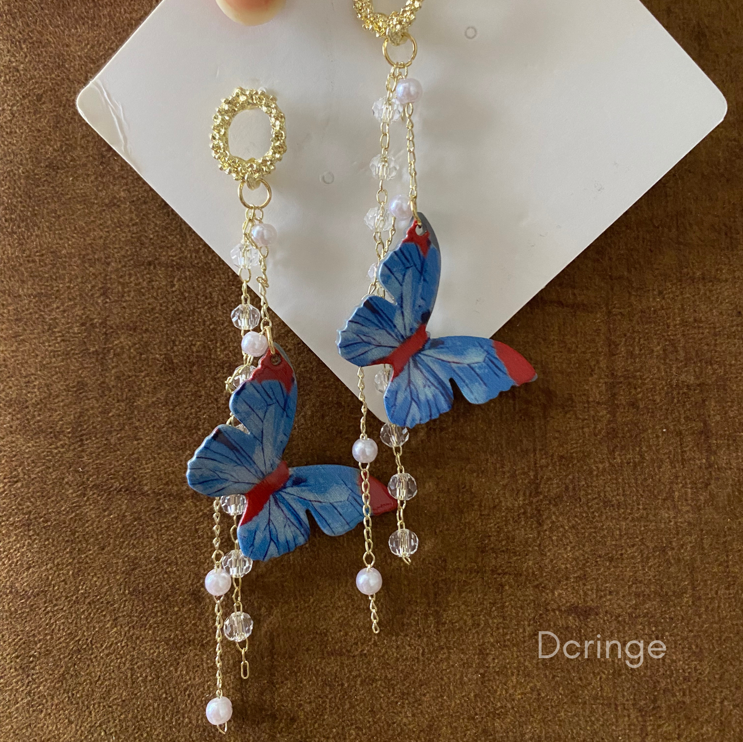 Blue Butterfly Long Earrings