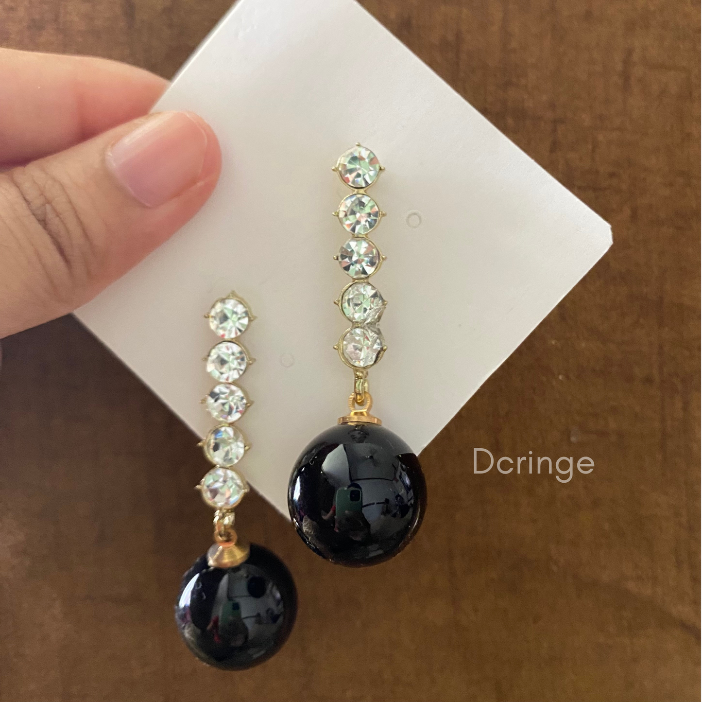 Elegant Black Pearl Shiny Drop Earrings