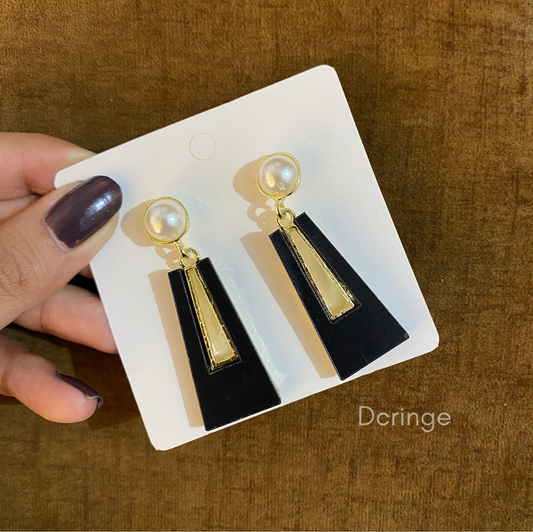 Gold Plated Black Drop Earring