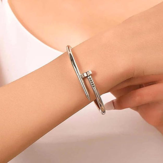 Silver Carto Nail Bracelet