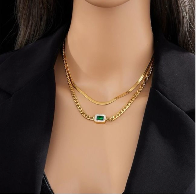 Emerald Charm Chain Necklace