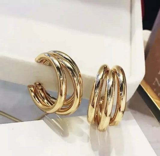 3 layer Gold Hoop Earrings