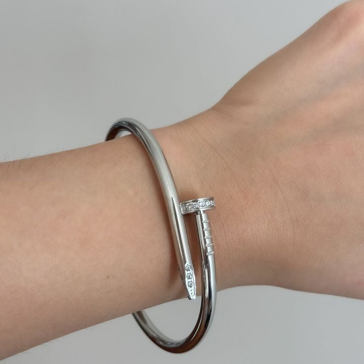 Silver Carto Nail Bracelet