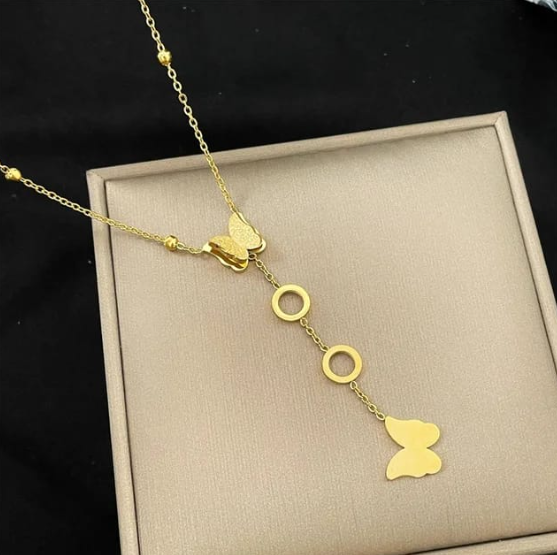 Long Butterfly 18k Gold Plated Necklace