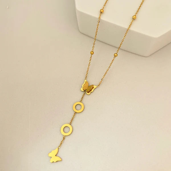 Long Butterfly 18k Gold Plated Necklace