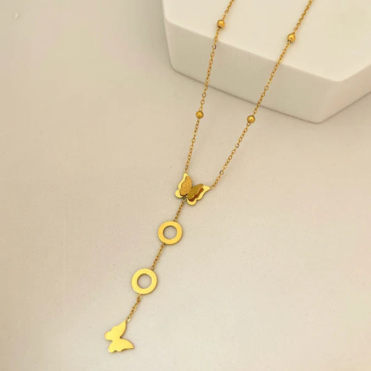 Long Butterfly 18k Gold Plated Necklace